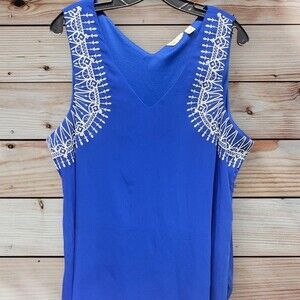 Cato Blue and White Sheer 2 Layer Top Size 18/20